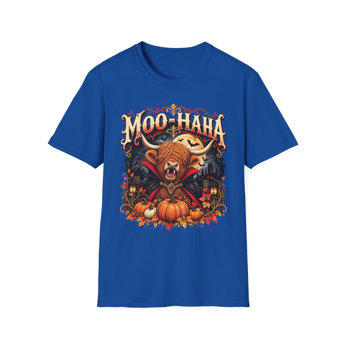 Moo-Haha Halloween Cow T-Shirt — Pumpkin Patch Spooky Farm Tee