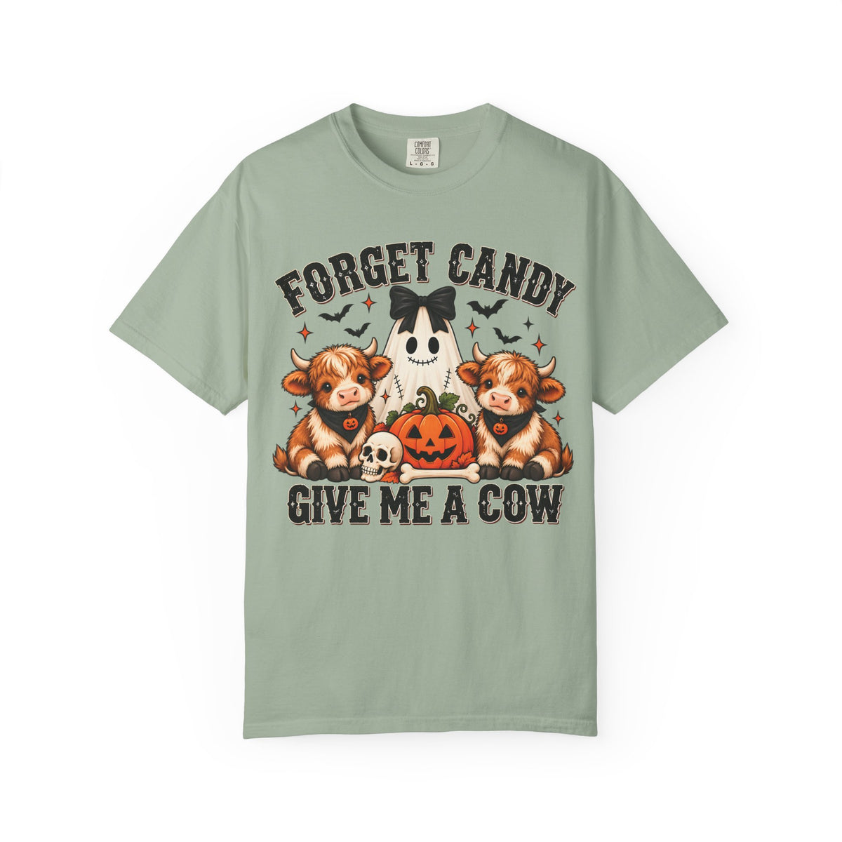 Halloween Cow T-Shirt — “Forget Candy, Give Me a Cow” Cute Spooky Farm Tee