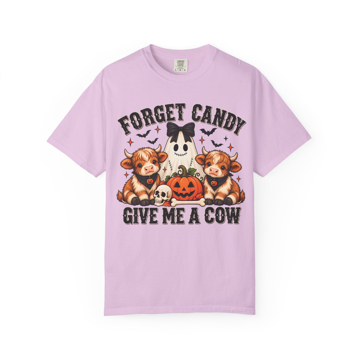 Halloween Cow T-Shirt — “Forget Candy, Give Me a Cow” Cute Spooky Farm Tee