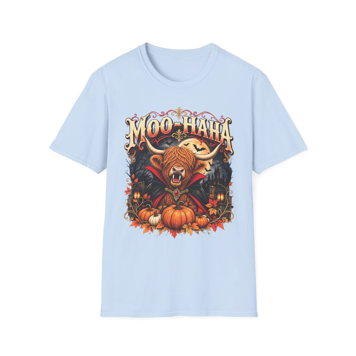Moo-Haha Halloween Cow T-Shirt — Pumpkin Patch Spooky Farm Tee