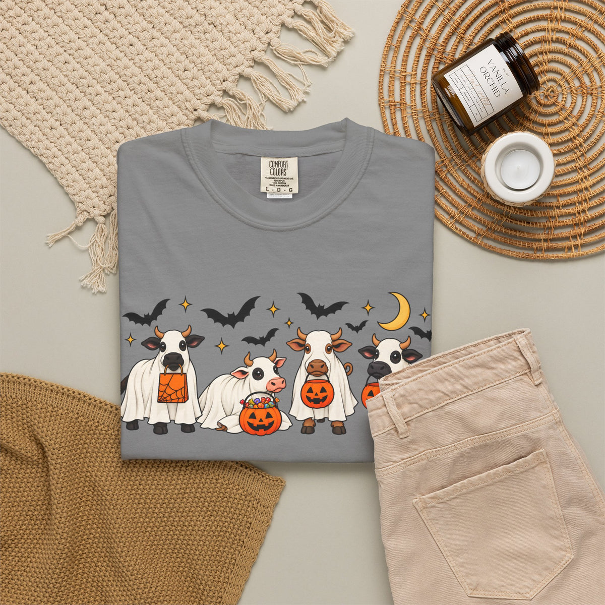 Halloween Cow Costume T-Shirt — Cute Cows in Ghost & Pumpkin Parade