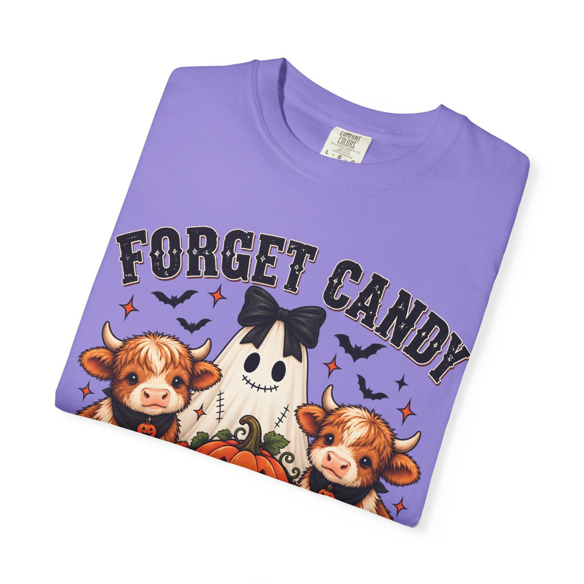 Halloween Cow T-Shirt — “Forget Candy, Give Me a Cow” Cute Spooky Farm Tee