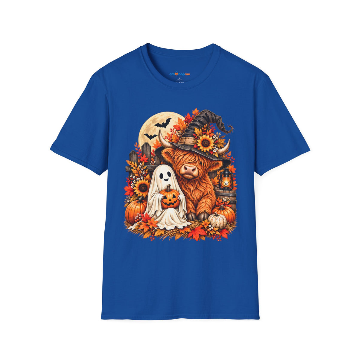 Halloween Scarecrow & Ghost Pumpkin T‑Shirt — Fall Sunflower Spooky Cute Tee