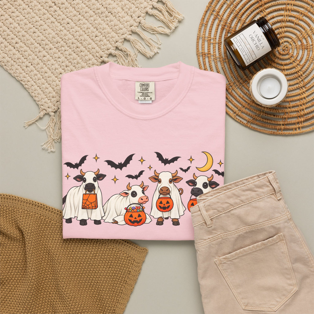 Halloween Cow Costume T-Shirt — Cute Cows in Ghost & Pumpkin Parade