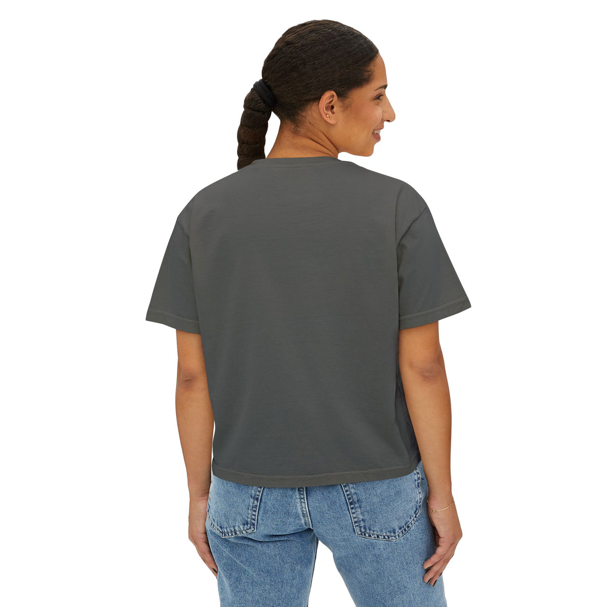 Women’s Boxy Tee — Cute Dancing Cow Graphic “I Like to Moo It Moo It”