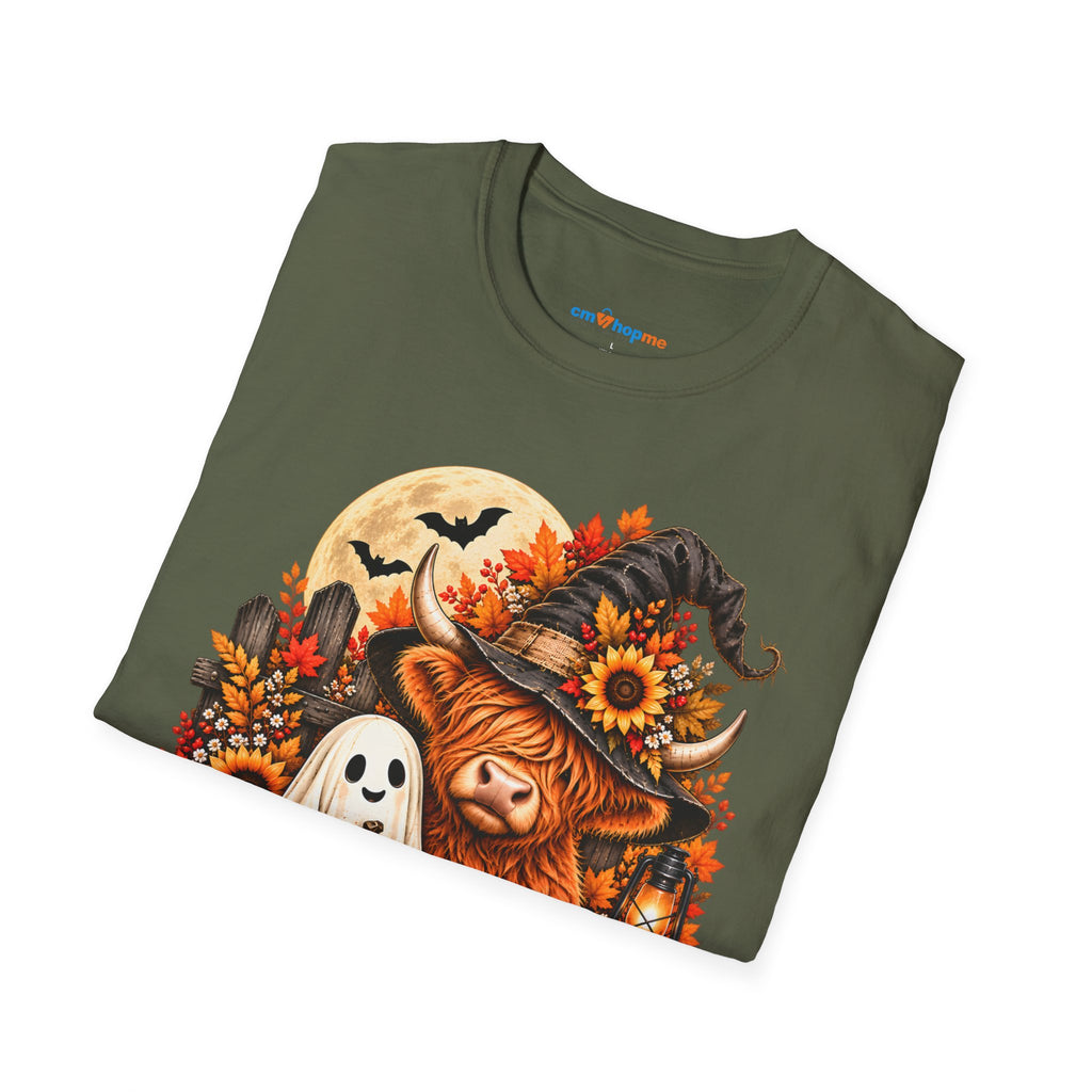 Halloween Scarecrow & Ghost Pumpkin T‑Shirt — Fall Sunflower Spooky Cute Tee