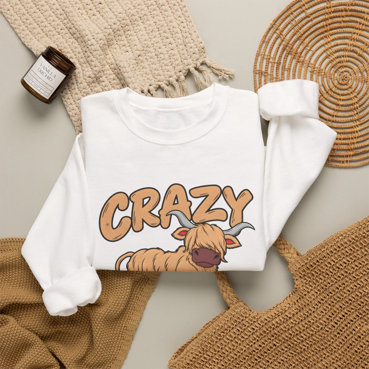 Crazy Highland Cow Lady Sweatshirt