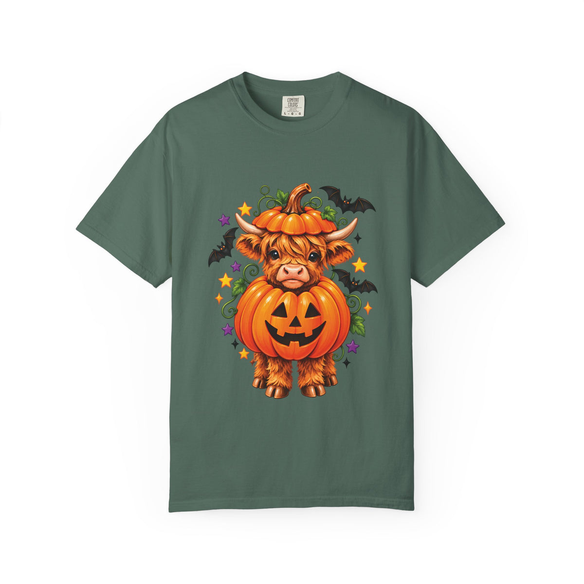Halloween Pumpkin Cow T-Shirt — Cute Jack-O’-Lantern Highland Cow Tee