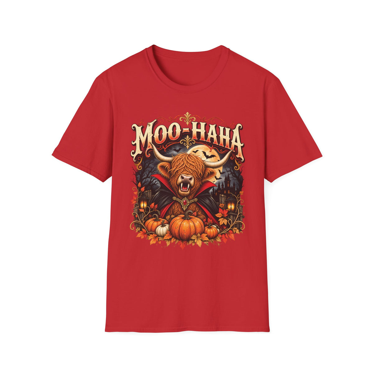 Moo-Haha Halloween Cow T-Shirt — Pumpkin Patch Spooky Farm Tee