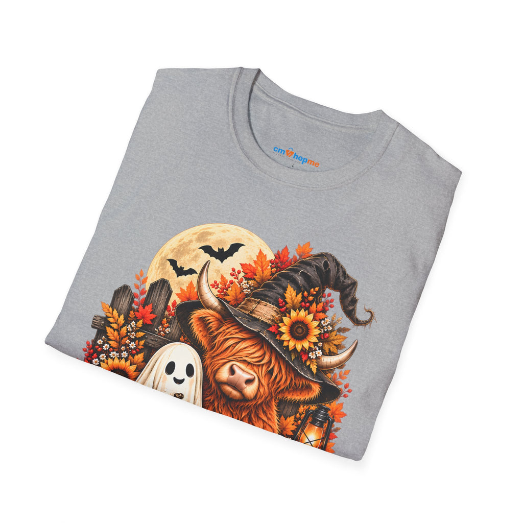 Halloween Scarecrow & Ghost Pumpkin T‑Shirt — Fall Sunflower Spooky Cute Tee