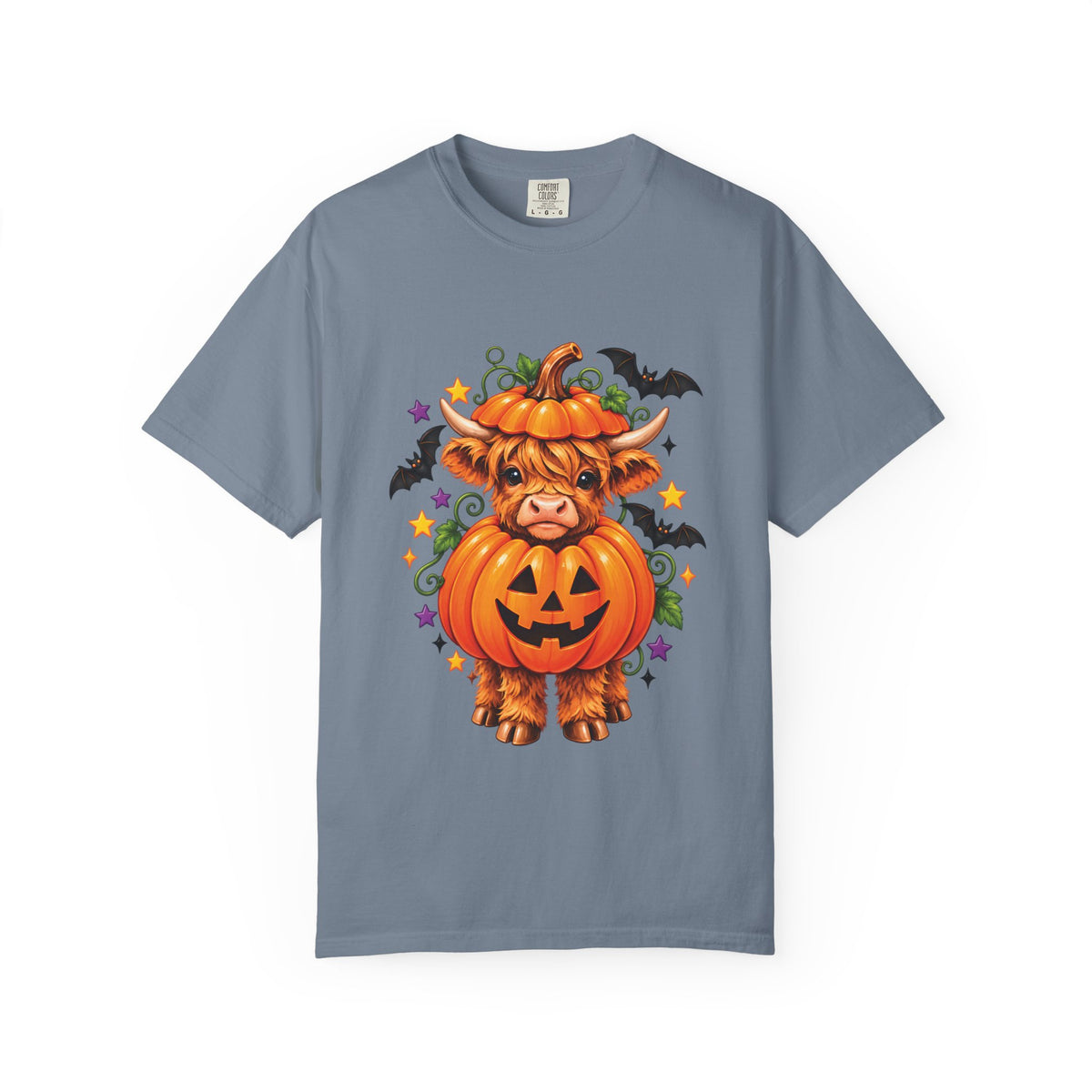 Halloween Pumpkin Cow T-Shirt — Cute Jack-O’-Lantern Highland Cow Tee