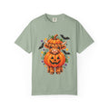 Halloween Pumpkin Cow T-Shirt — Cute Jack-O’-Lantern Highland Cow Tee