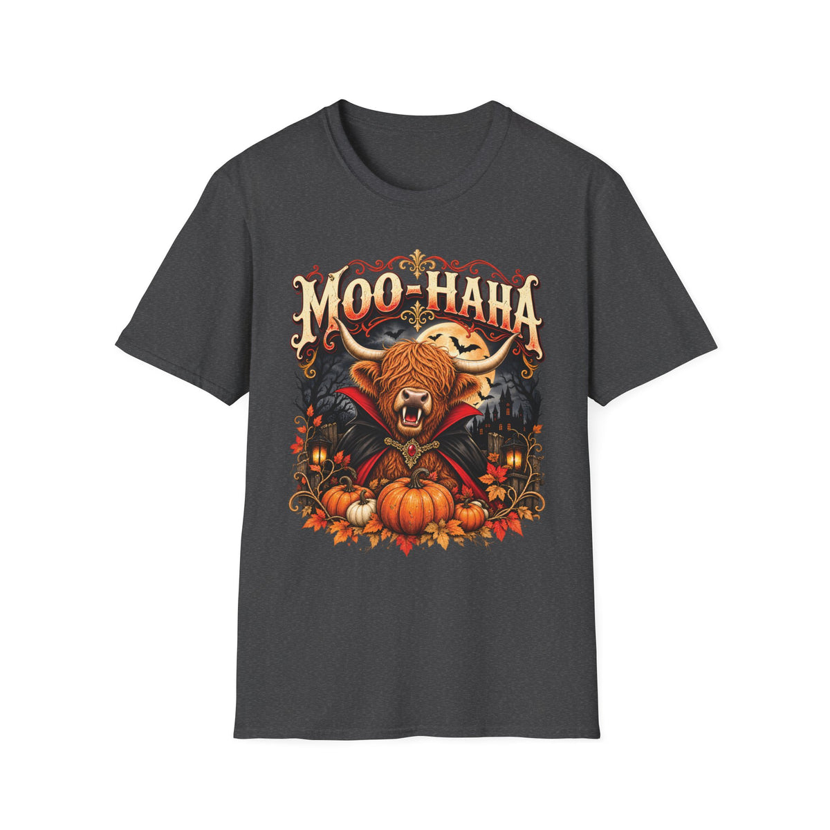 Moo-Haha Halloween Cow T-Shirt — Pumpkin Patch Spooky Farm Tee