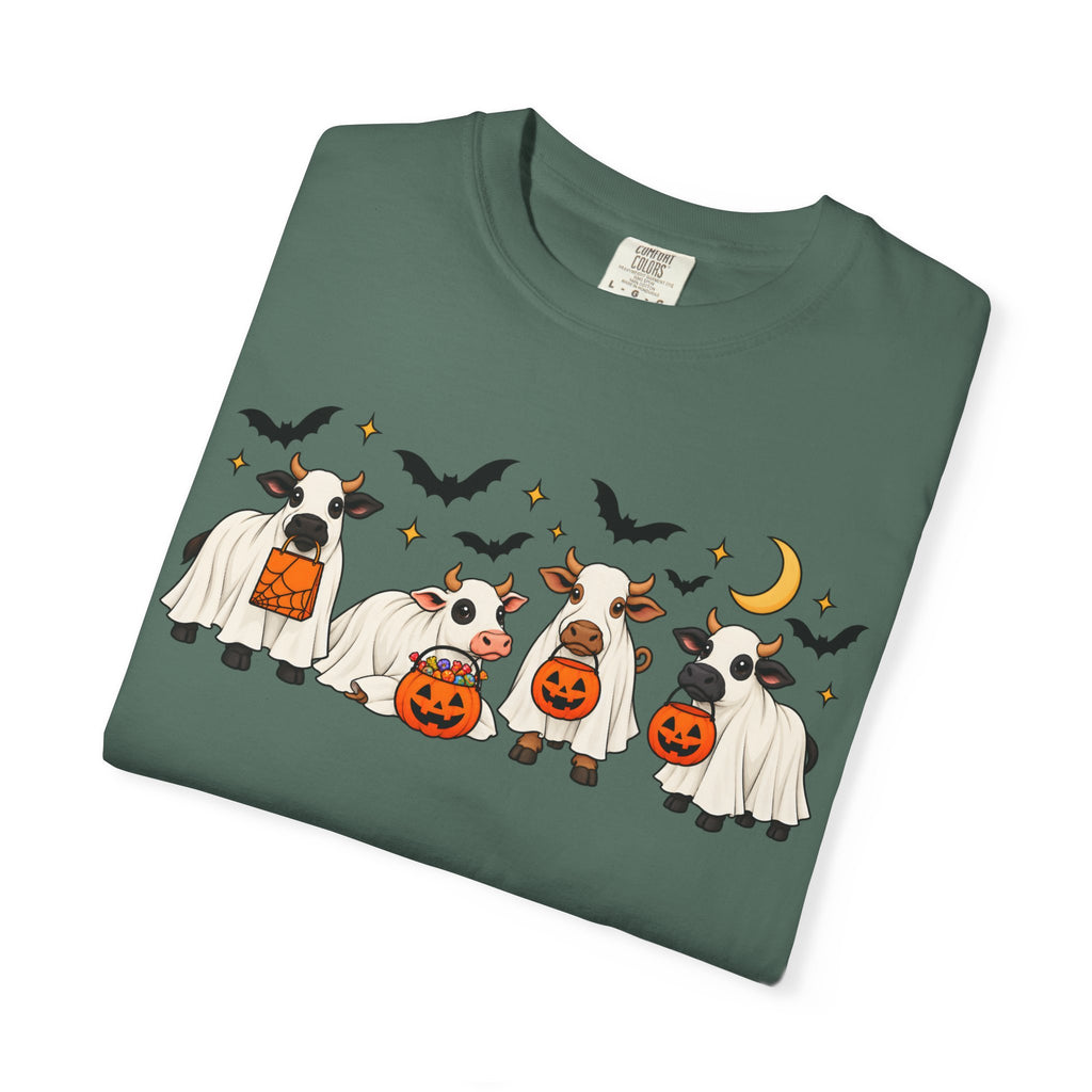 Halloween Cow Costume T-Shirt — Cute Cows in Ghost & Pumpkin Parade