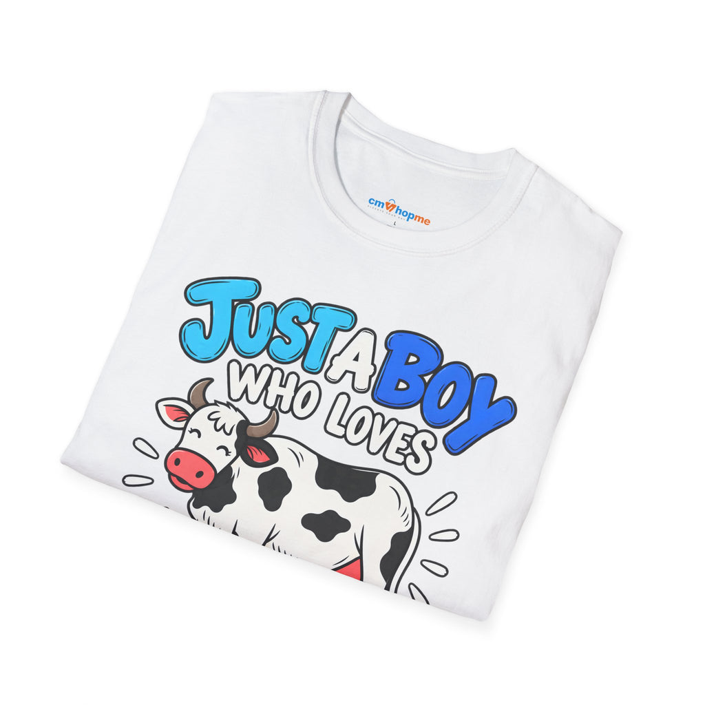 Just a Boy Who Loves Cows T-Shirt — Cute Cow Lover Graphic Tee