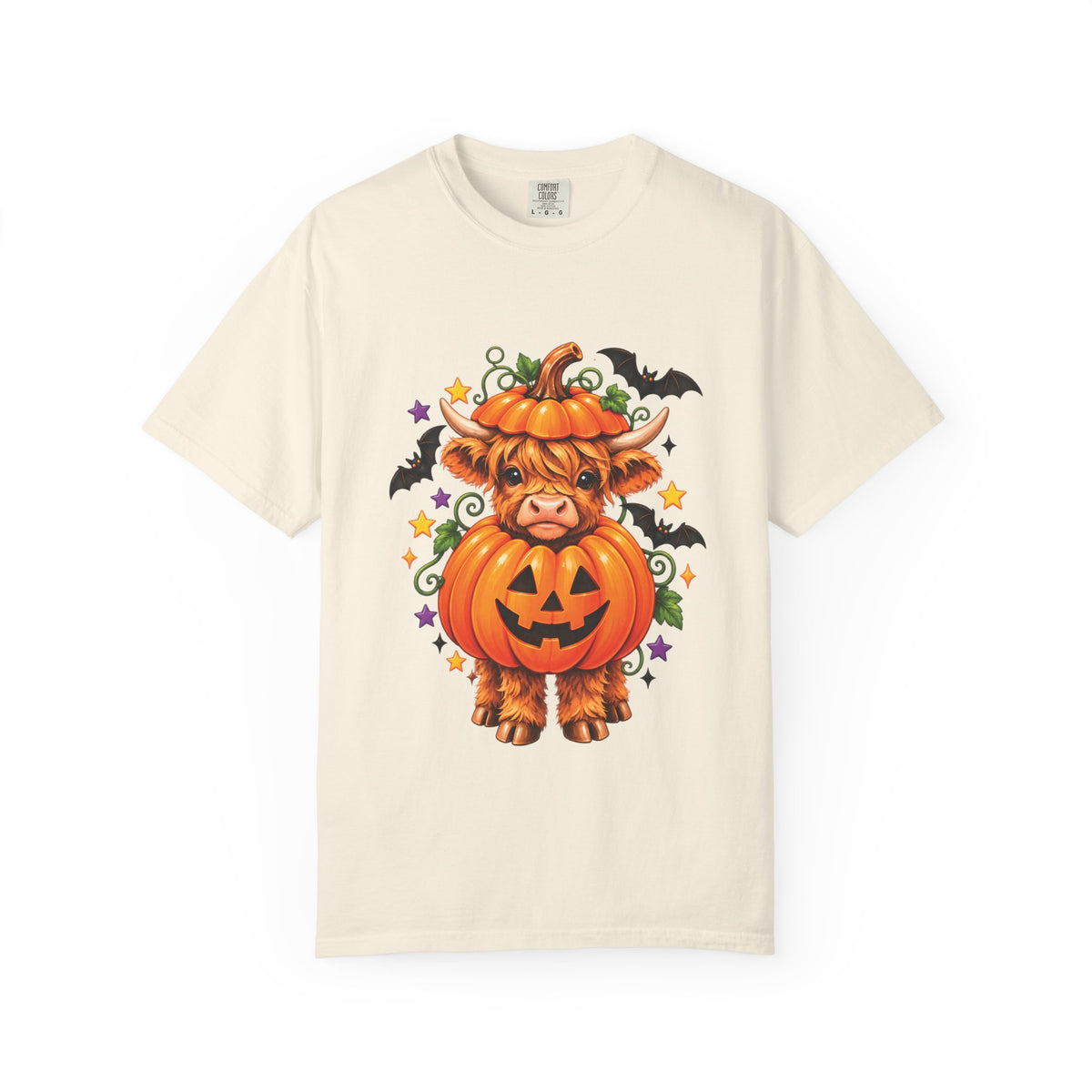 Halloween Pumpkin Cow T-Shirt — Cute Jack-O’-Lantern Highland Cow Tee