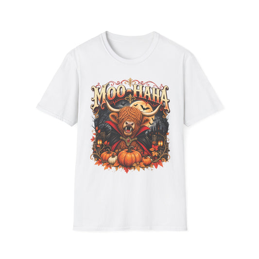 Moo-Haha Halloween Cow T-Shirt — Pumpkin Patch Spooky Farm Tee