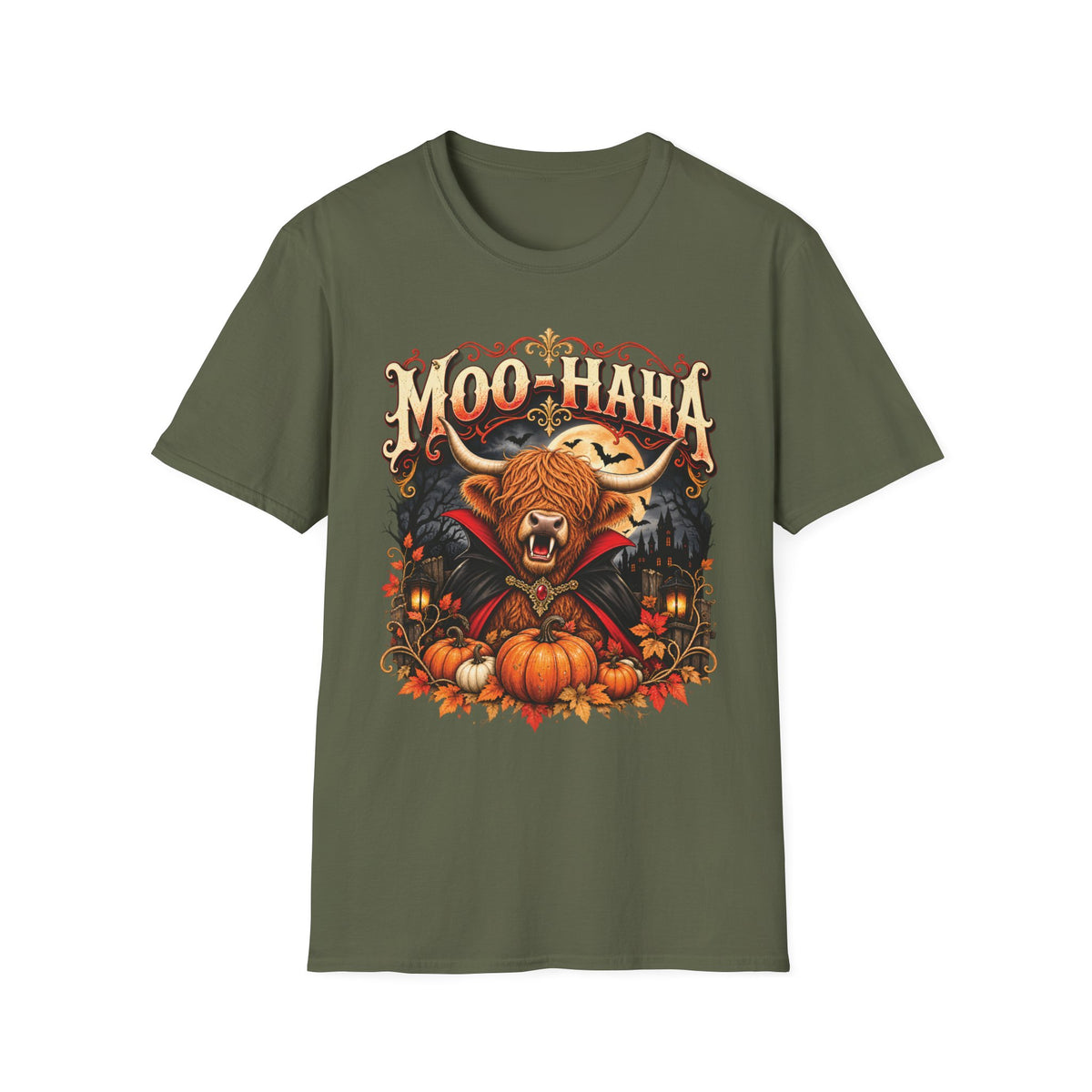 Moo-Haha Halloween Cow T-Shirt — Pumpkin Patch Spooky Farm Tee