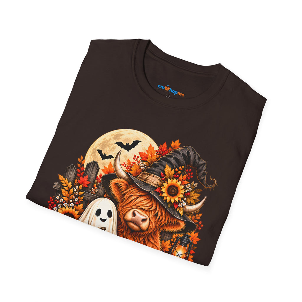 Halloween Scarecrow & Ghost Pumpkin T‑Shirt — Fall Sunflower Spooky Cute Tee