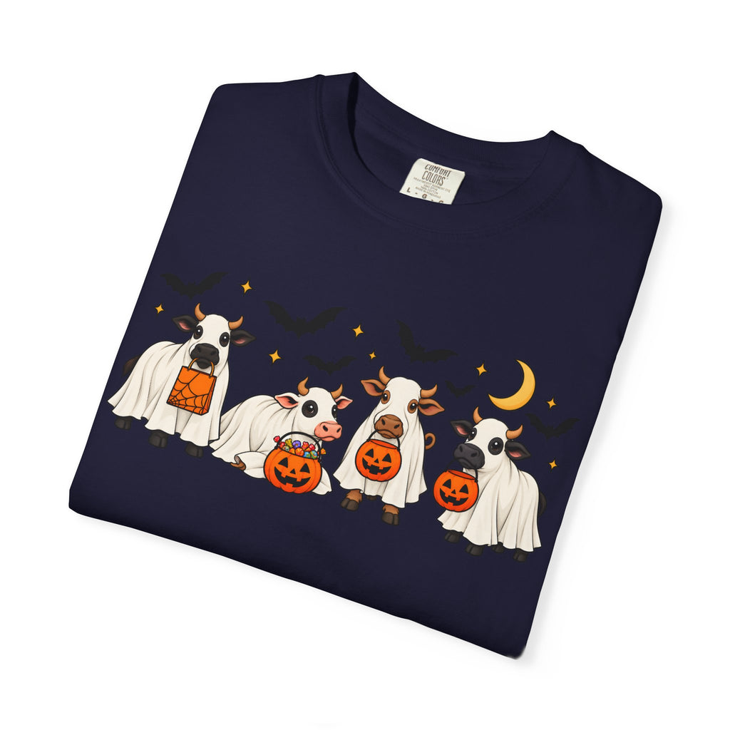 Halloween Cow Costume T-Shirt — Cute Cows in Ghost & Pumpkin Parade
