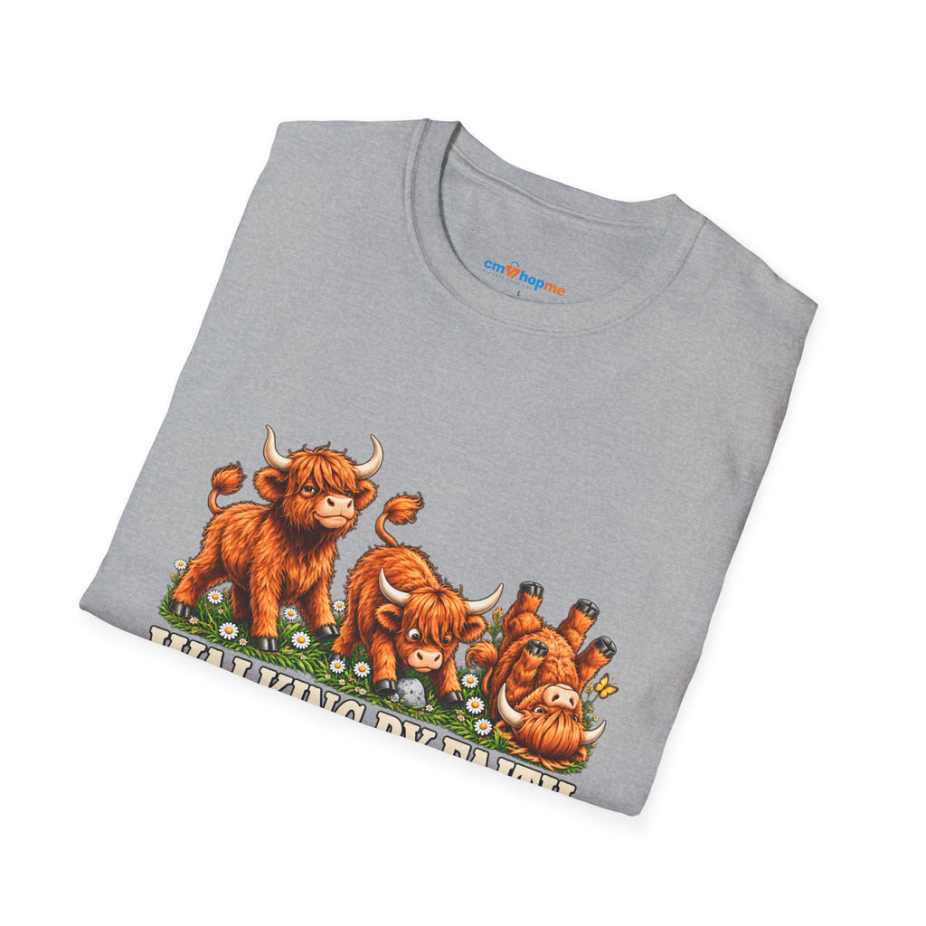 Walking By Faith T-Shirt – Happy Highland Cows Christian Tee