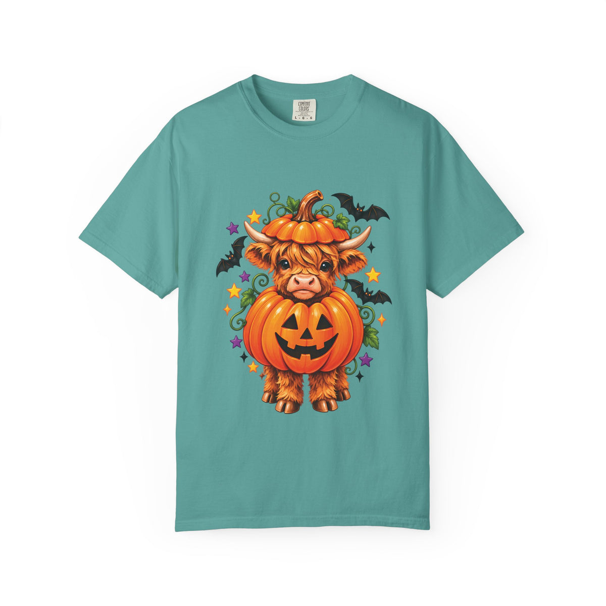 Halloween Pumpkin Cow T-Shirt — Cute Jack-O’-Lantern Highland Cow Tee