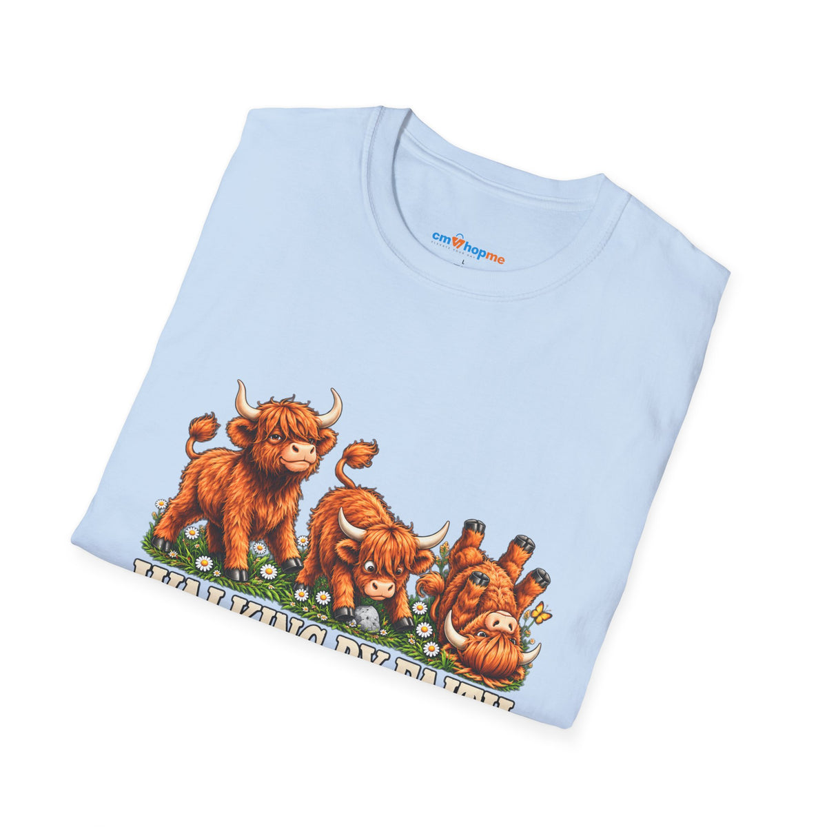 Walking By Faith T-Shirt – Happy Highland Cows Christian Tee