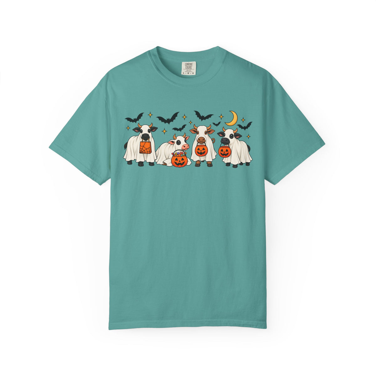 Halloween Cow Costume T-Shirt — Cute Cows in Ghost & Pumpkin Parade