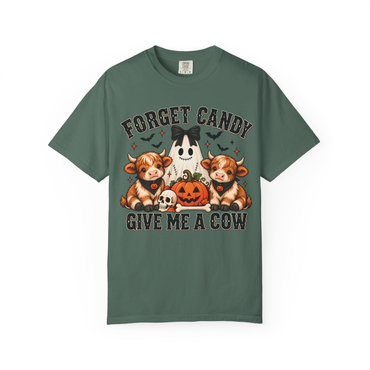 Halloween Cow T-Shirt — “Forget Candy, Give Me a Cow” Cute Spooky Farm Tee