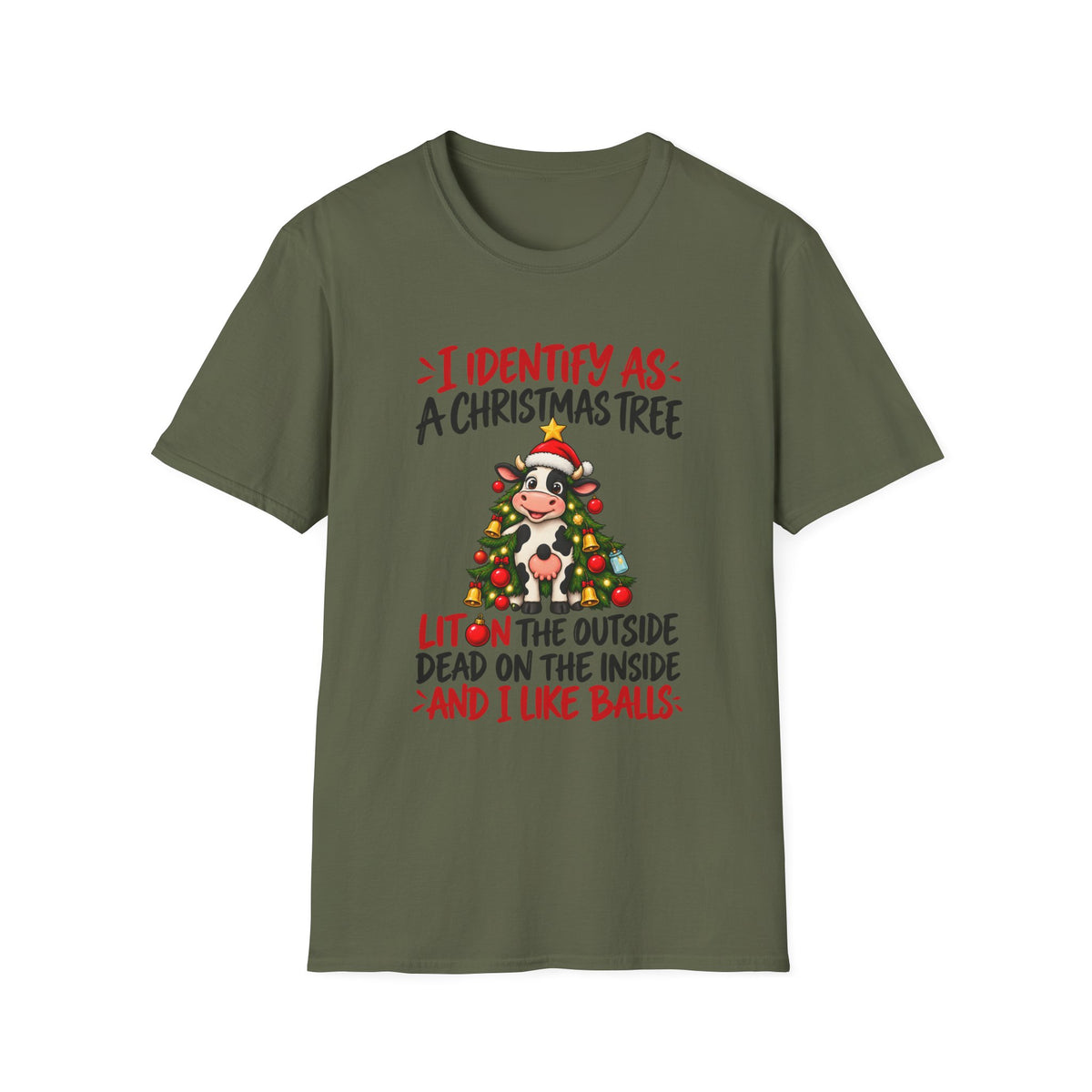 Christmas Tree Graphic T-Shirt — "I Identify As: A Christmas Tree" Funny Holiday Tee
