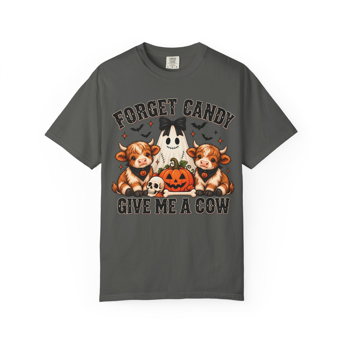 Halloween Cow T-Shirt — “Forget Candy, Give Me a Cow” Cute Spooky Farm Tee