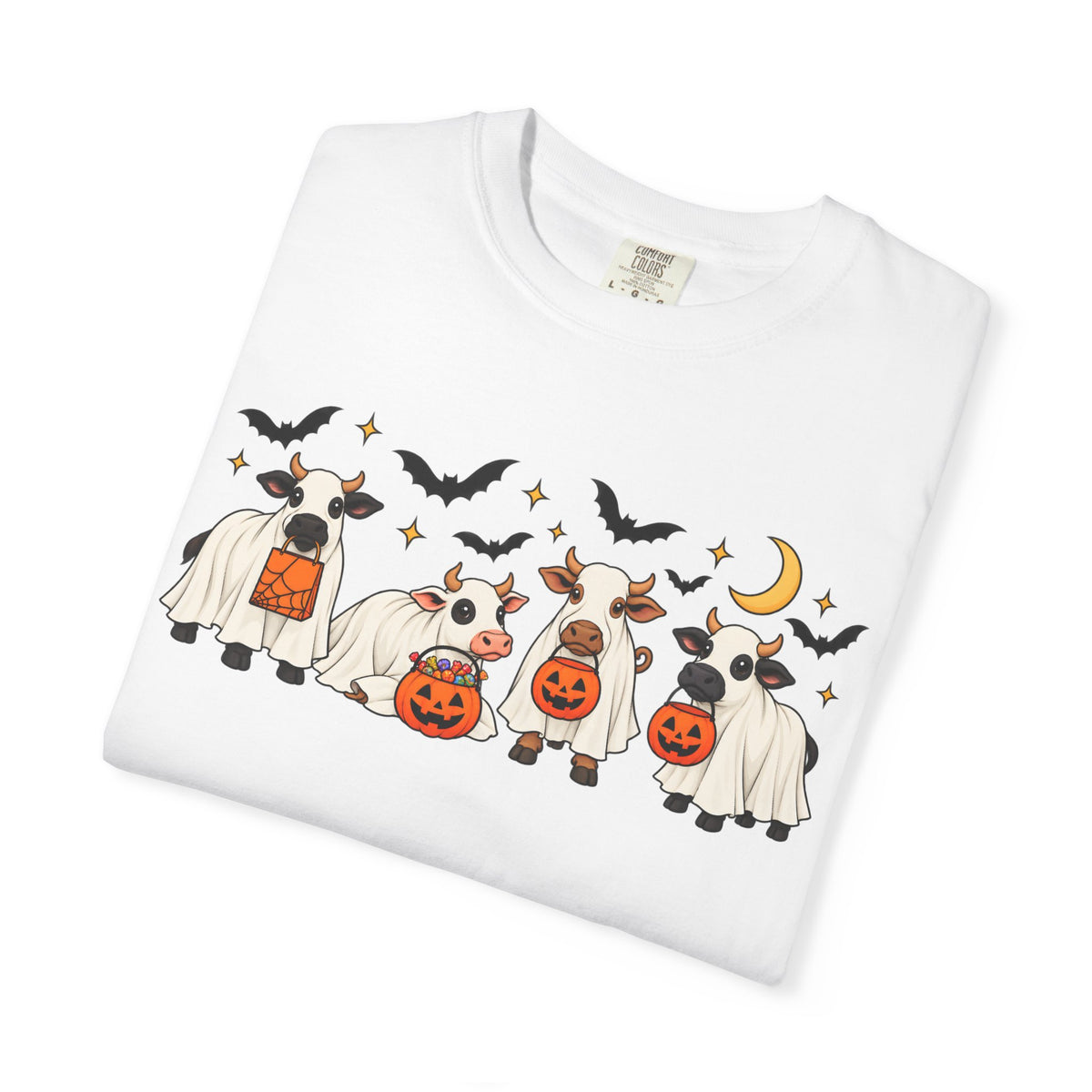 Halloween Cow Costume T-Shirt — Cute Cows in Ghost & Pumpkin Parade
