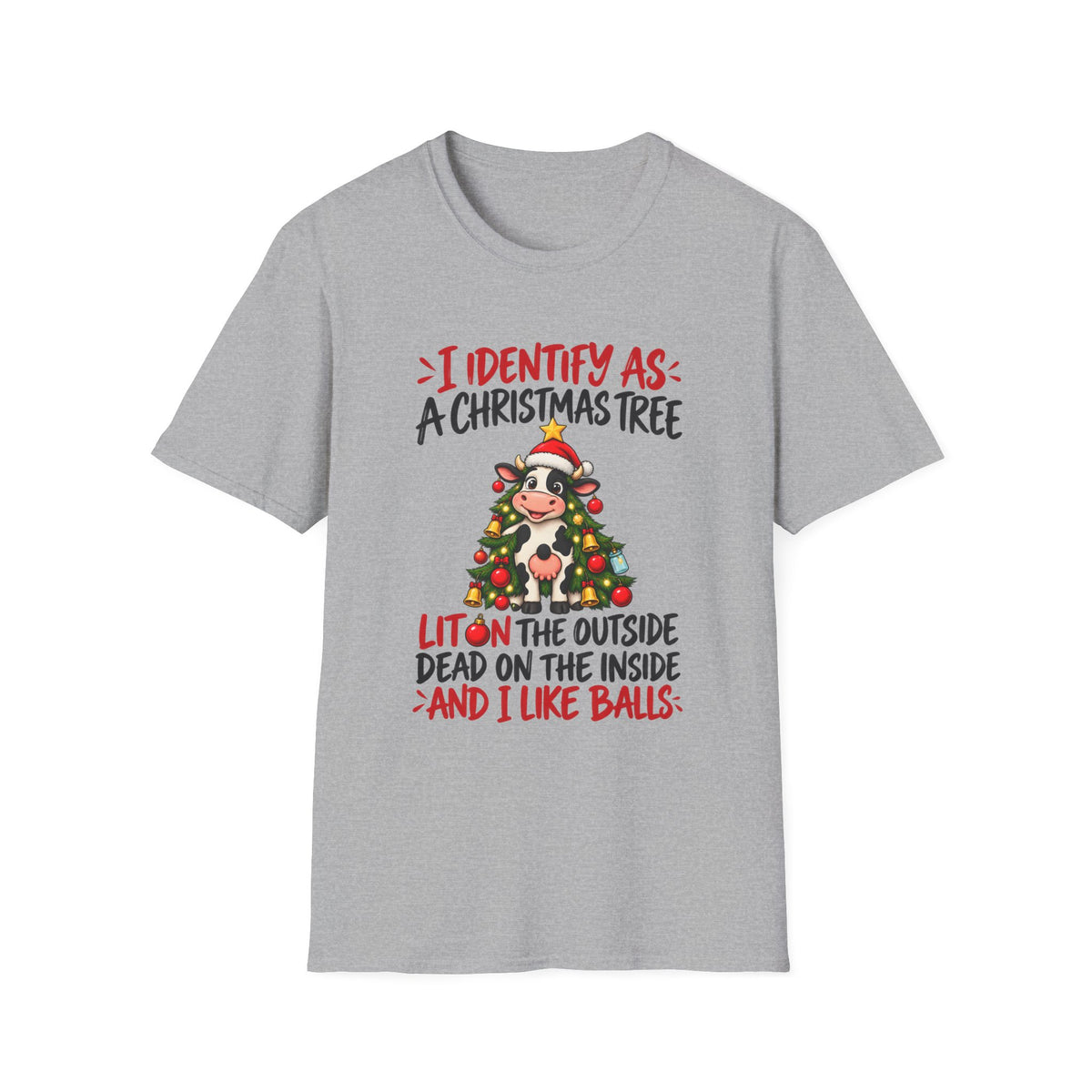 Christmas Tree Graphic T-Shirt — "I Identify As: A Christmas Tree" Funny Holiday Tee