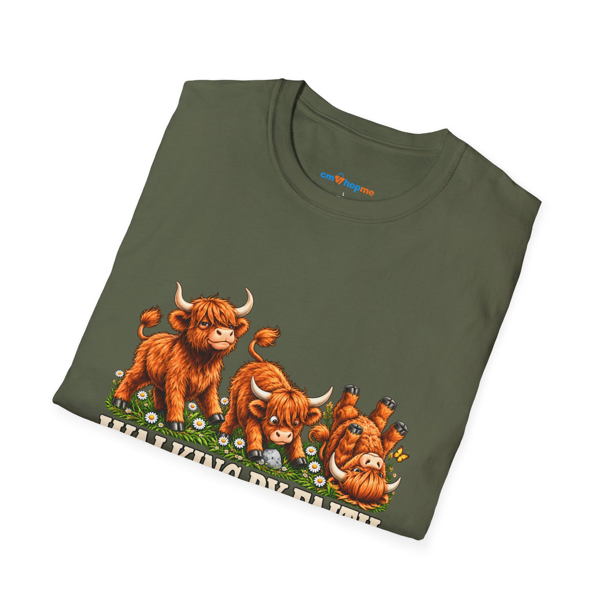 Walking By Faith T-Shirt – Happy Highland Cows Christian Tee
