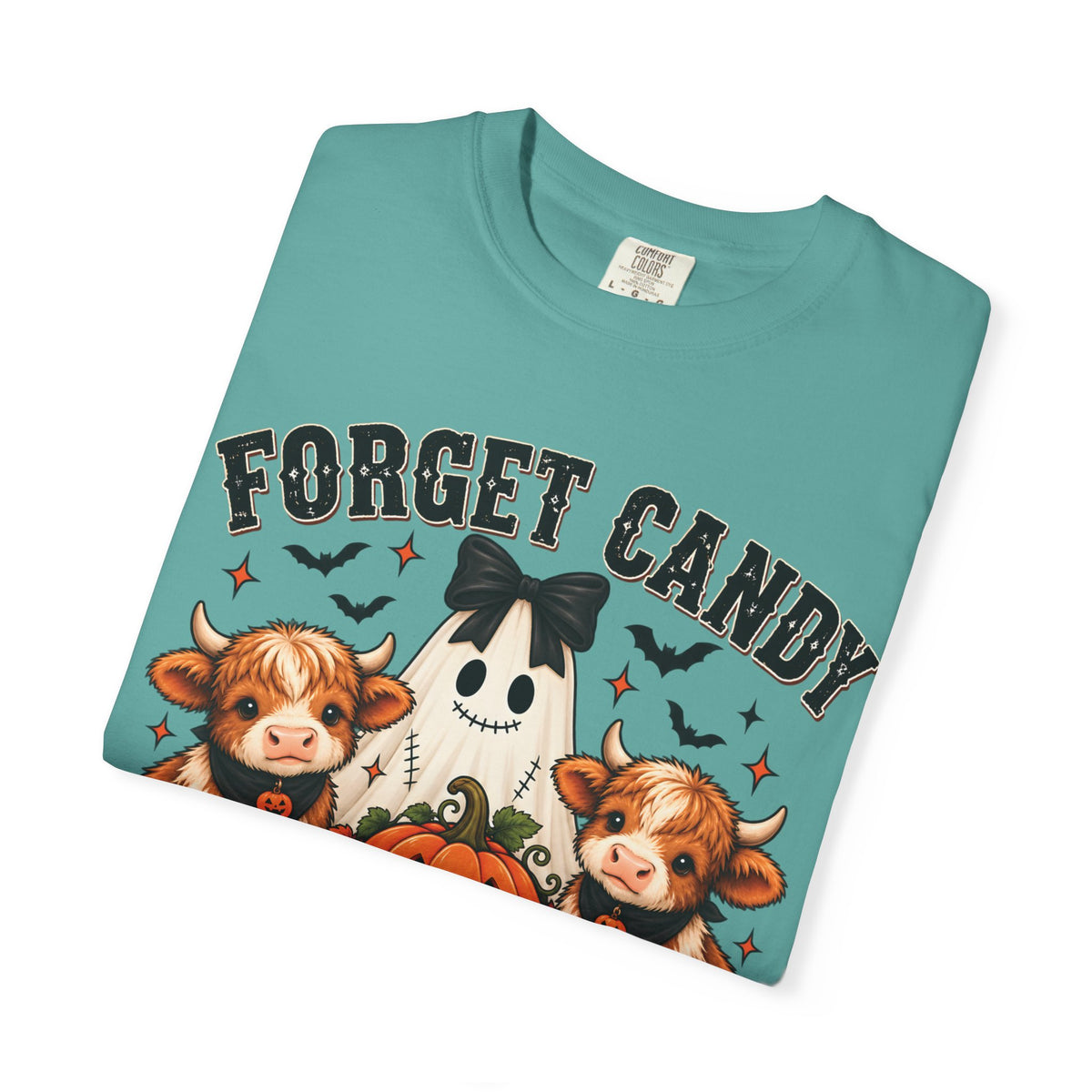 Halloween Cow T-Shirt — “Forget Candy, Give Me a Cow” Cute Spooky Farm Tee