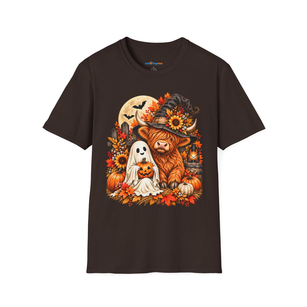 Halloween Scarecrow & Ghost Pumpkin T‑Shirt — Fall Sunflower Spooky Cute Tee