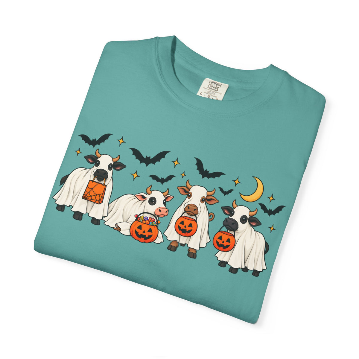 Halloween Cow Costume T-Shirt — Cute Cows in Ghost & Pumpkin Parade