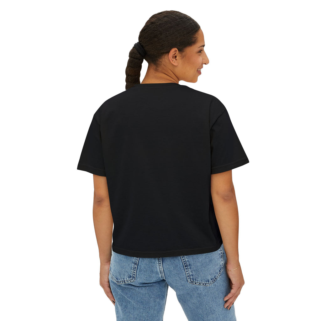 Women’s Boxy Tee — Cute Dancing Cow Graphic “I Like to Moo It Moo It”