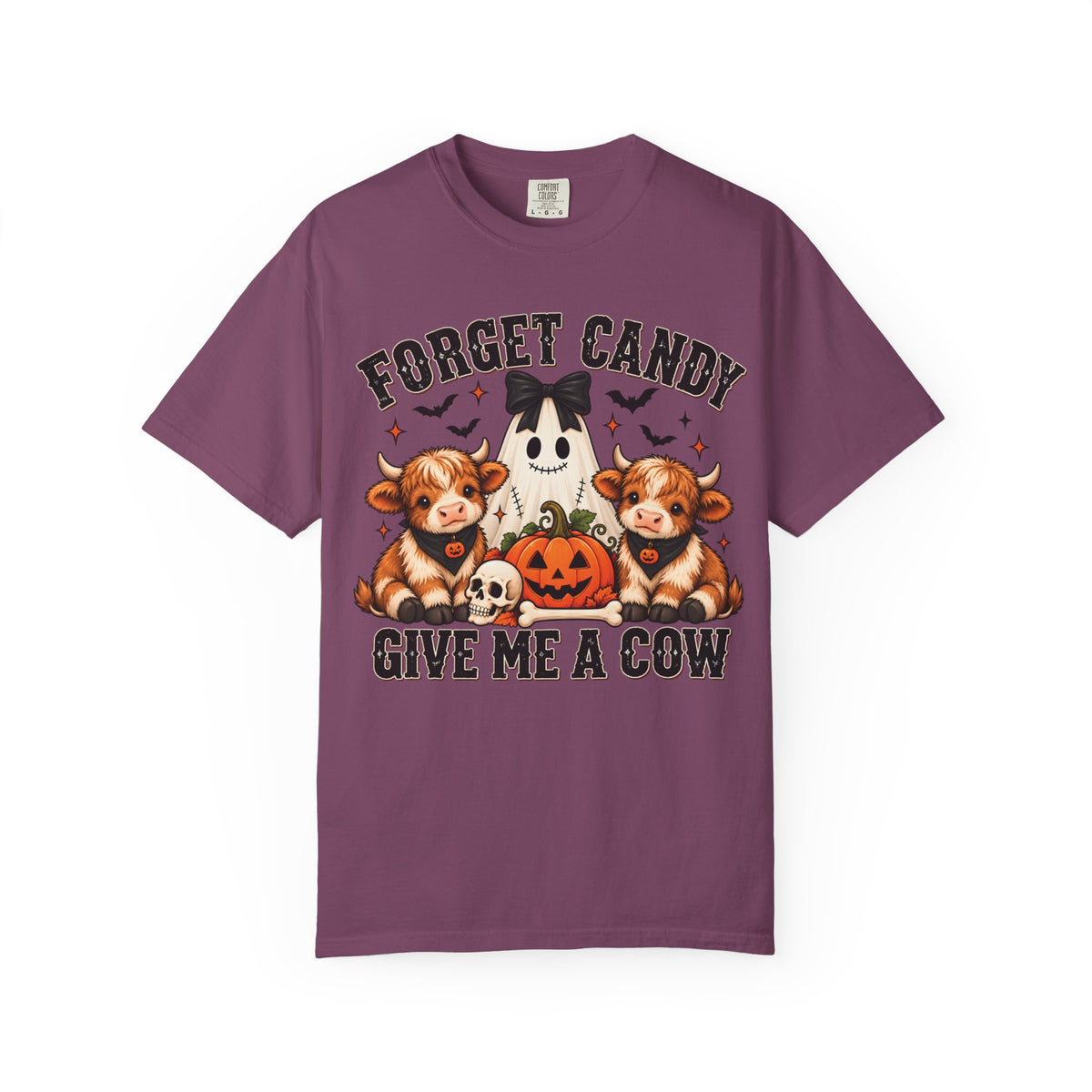 Halloween Cow T-Shirt — “Forget Candy, Give Me a Cow” Cute Spooky Farm Tee