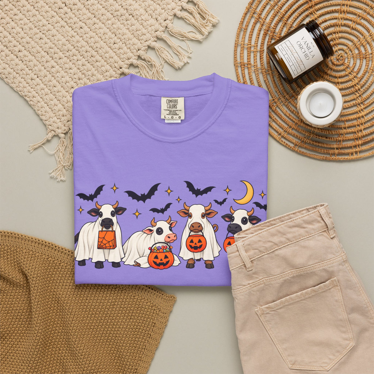 Halloween Cow Costume T-Shirt — Cute Cows in Ghost & Pumpkin Parade
