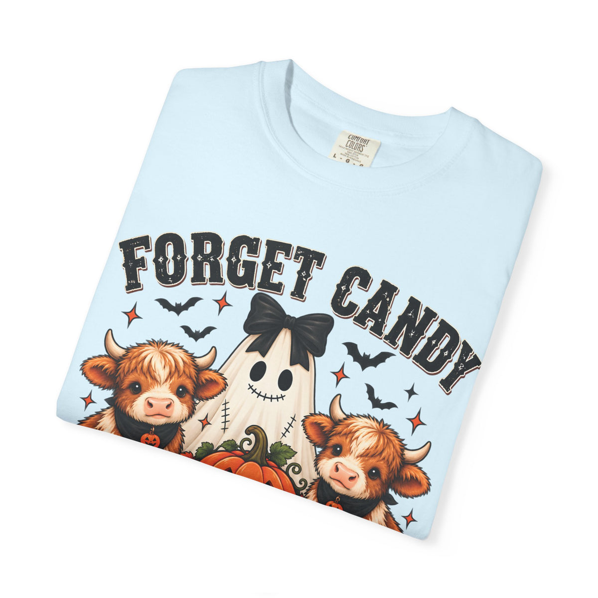 Halloween Cow T-Shirt — “Forget Candy, Give Me a Cow” Cute Spooky Farm Tee