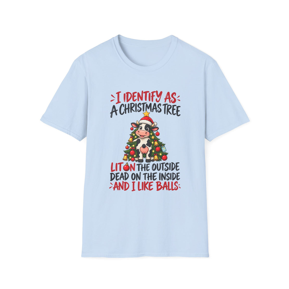 Christmas Tree Graphic T-Shirt — "I Identify As: A Christmas Tree" Funny Holiday Tee