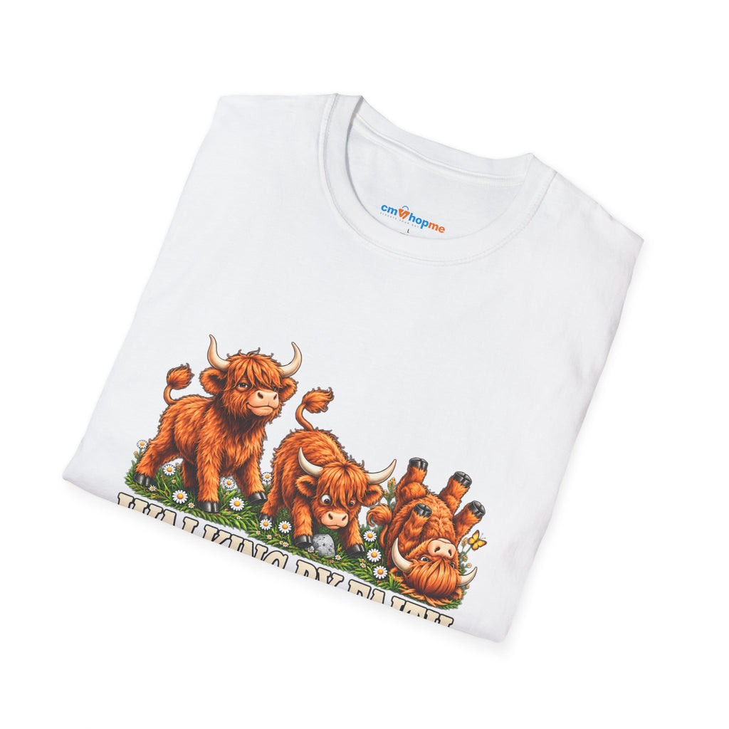 Walking By Faith T-Shirt – Happy Highland Cows Christian Tee