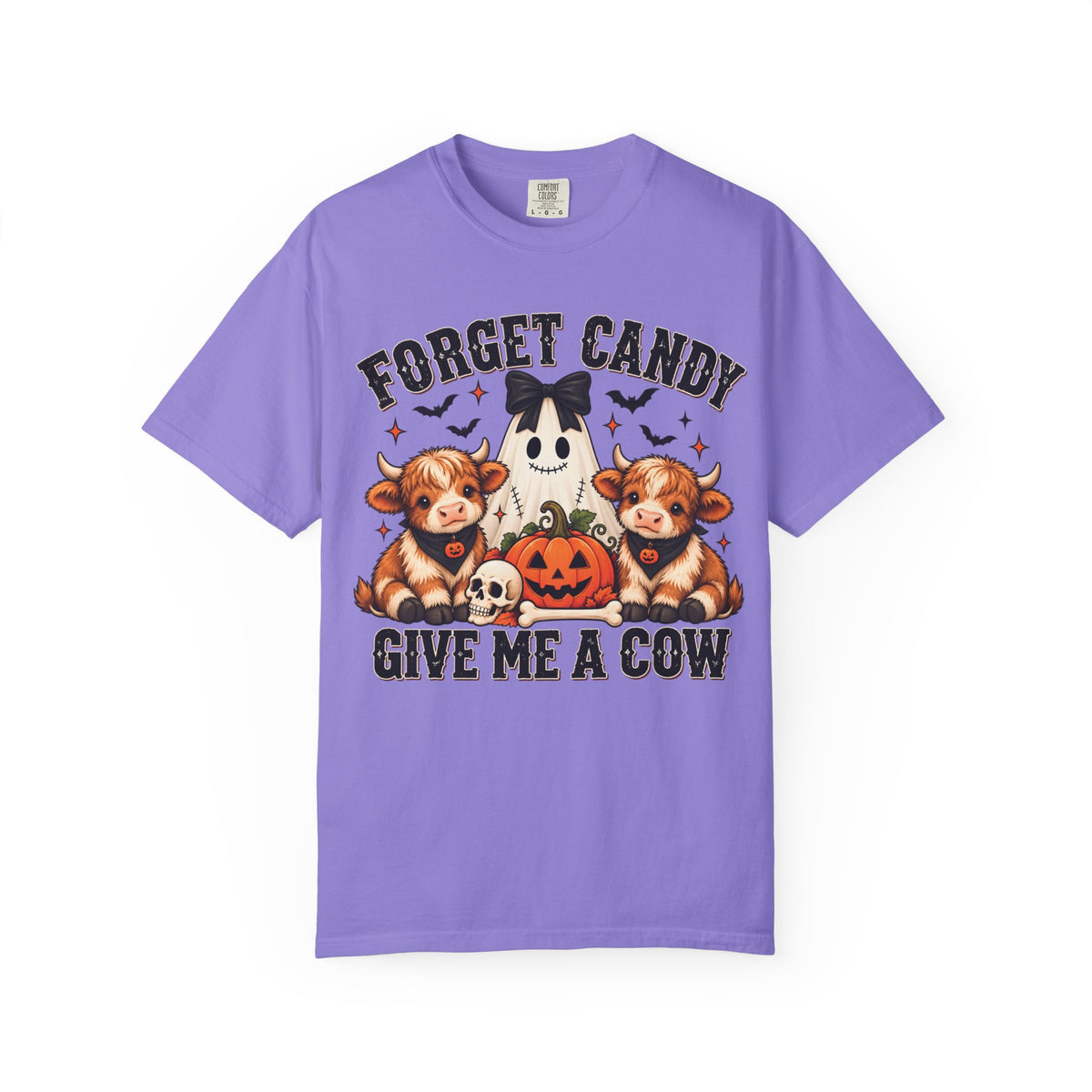 Halloween Cow T-Shirt — “Forget Candy, Give Me a Cow” Cute Spooky Farm Tee