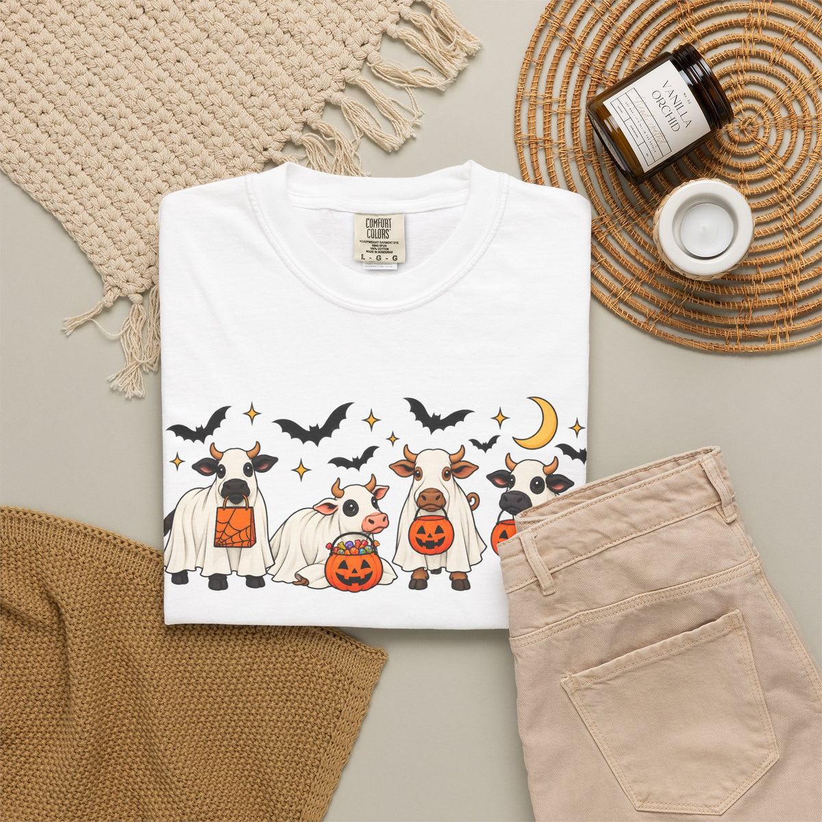 Halloween Cow Costume T-Shirt — Cute Cows in Ghost & Pumpkin Parade