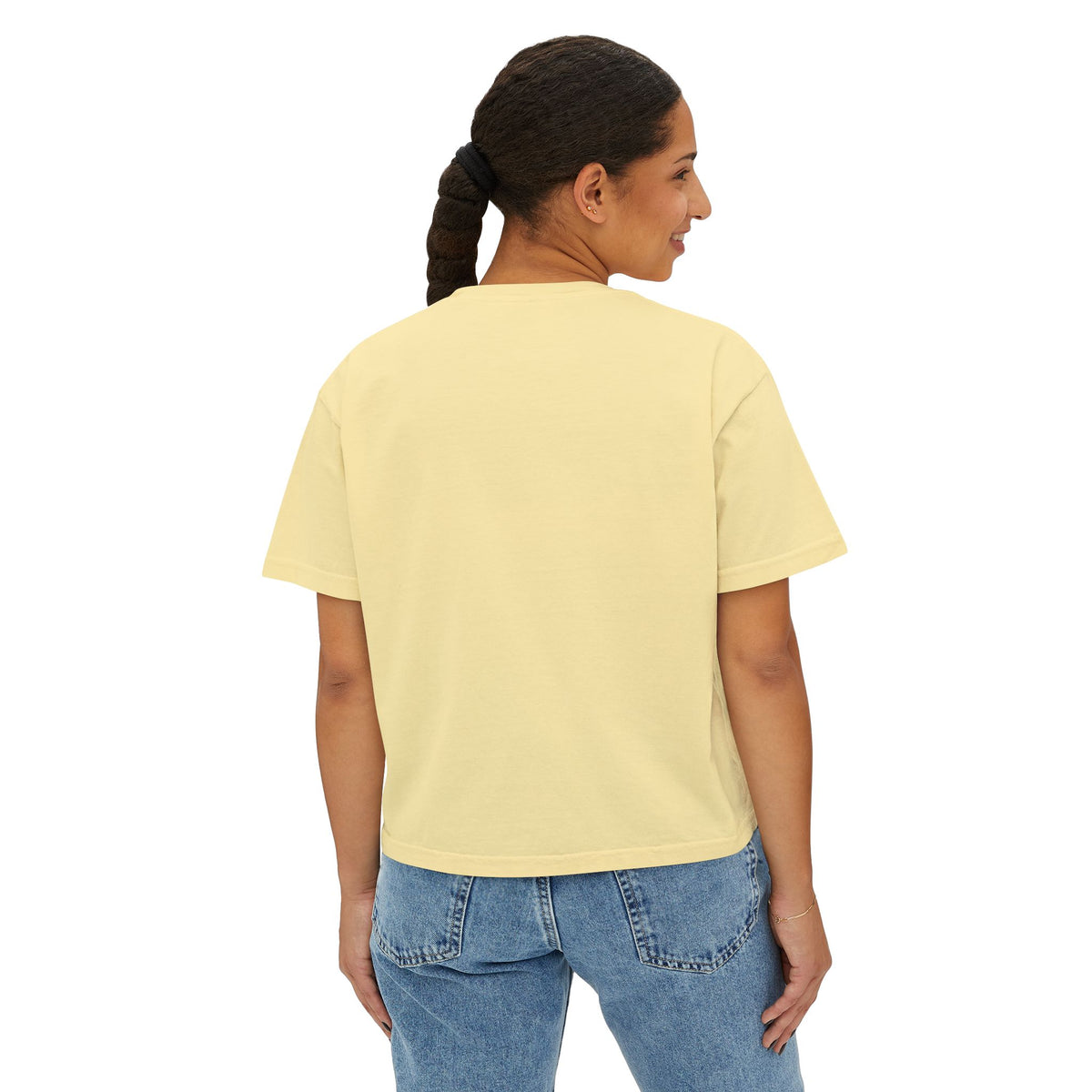 Women’s Boxy Tee — Cute Dancing Cow Graphic “I Like to Moo It Moo It”
