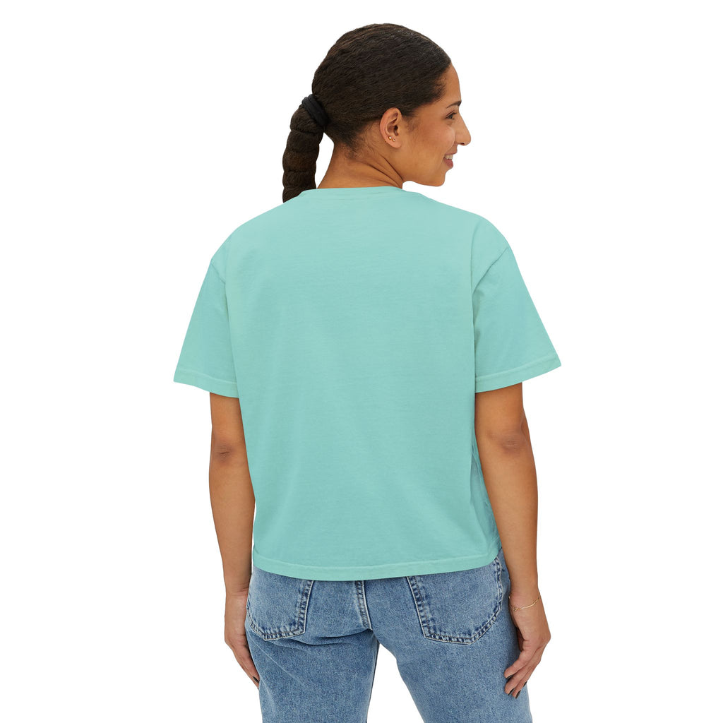 Women’s Boxy Tee — Cute Dancing Cow Graphic “I Like to Moo It Moo It”