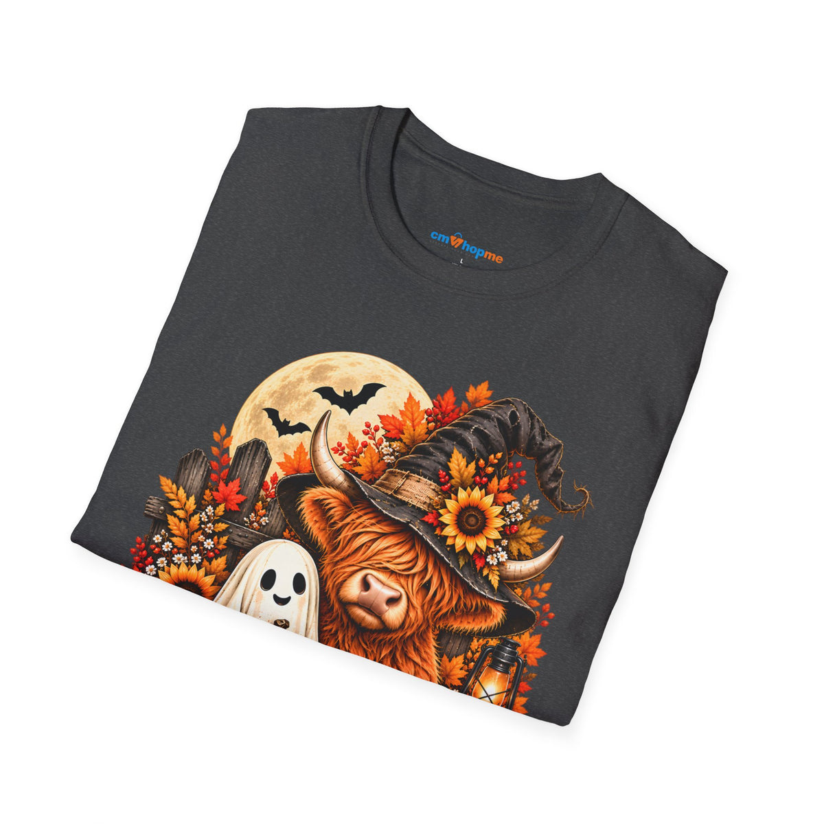 Halloween Scarecrow & Ghost Pumpkin T‑Shirt — Fall Sunflower Spooky Cute Tee