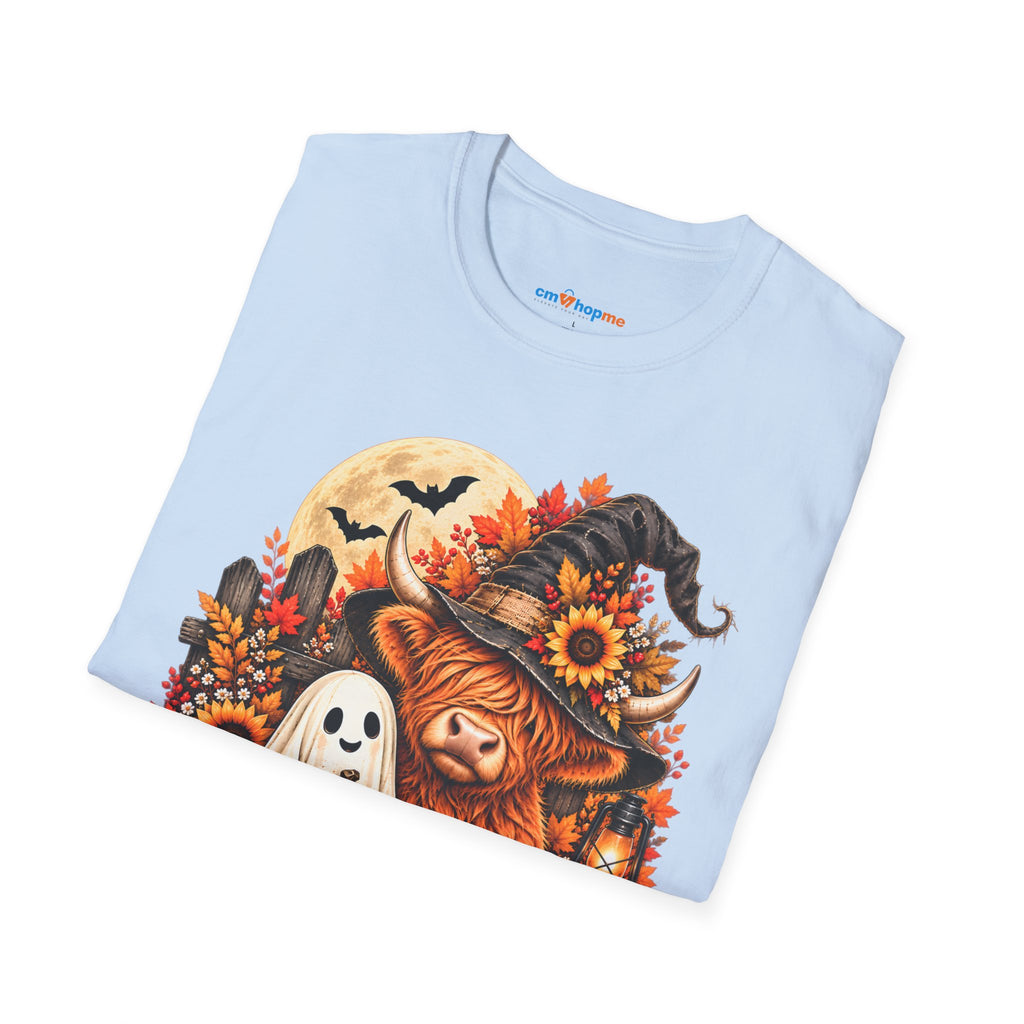 Halloween Scarecrow & Ghost Pumpkin T‑Shirt — Fall Sunflower Spooky Cute Tee