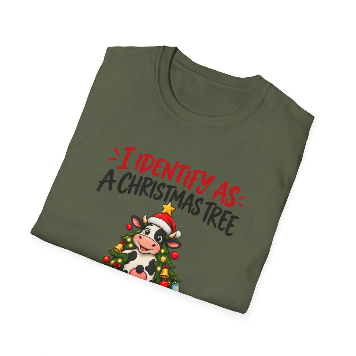 Christmas Tree Graphic T-Shirt — "I Identify As: A Christmas Tree" Funny Holiday Tee